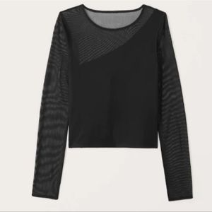 Abercrombie & Fitch Black Asymmetrical Seamless Fabric Mesh Top